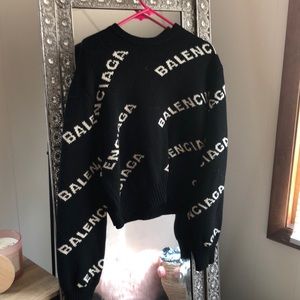 Balenciaga logo Jaquard Crop sweater